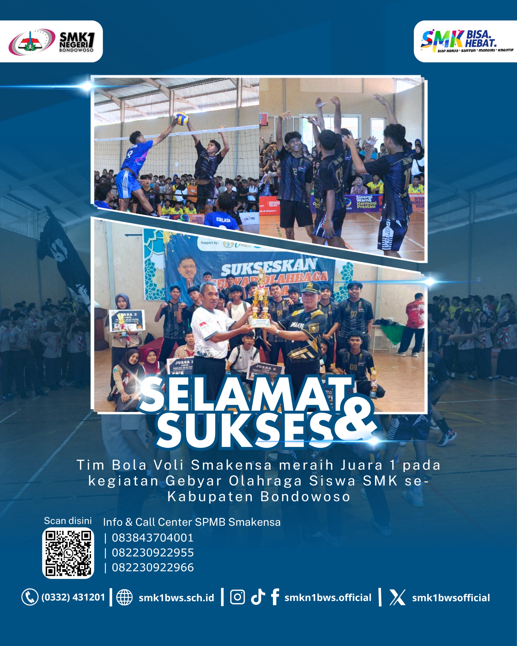 Voli Smakensa meraih Juara 1 pada kegiatan Gebyar Olahraga Siswa SMK seKabupaten Bondowoso