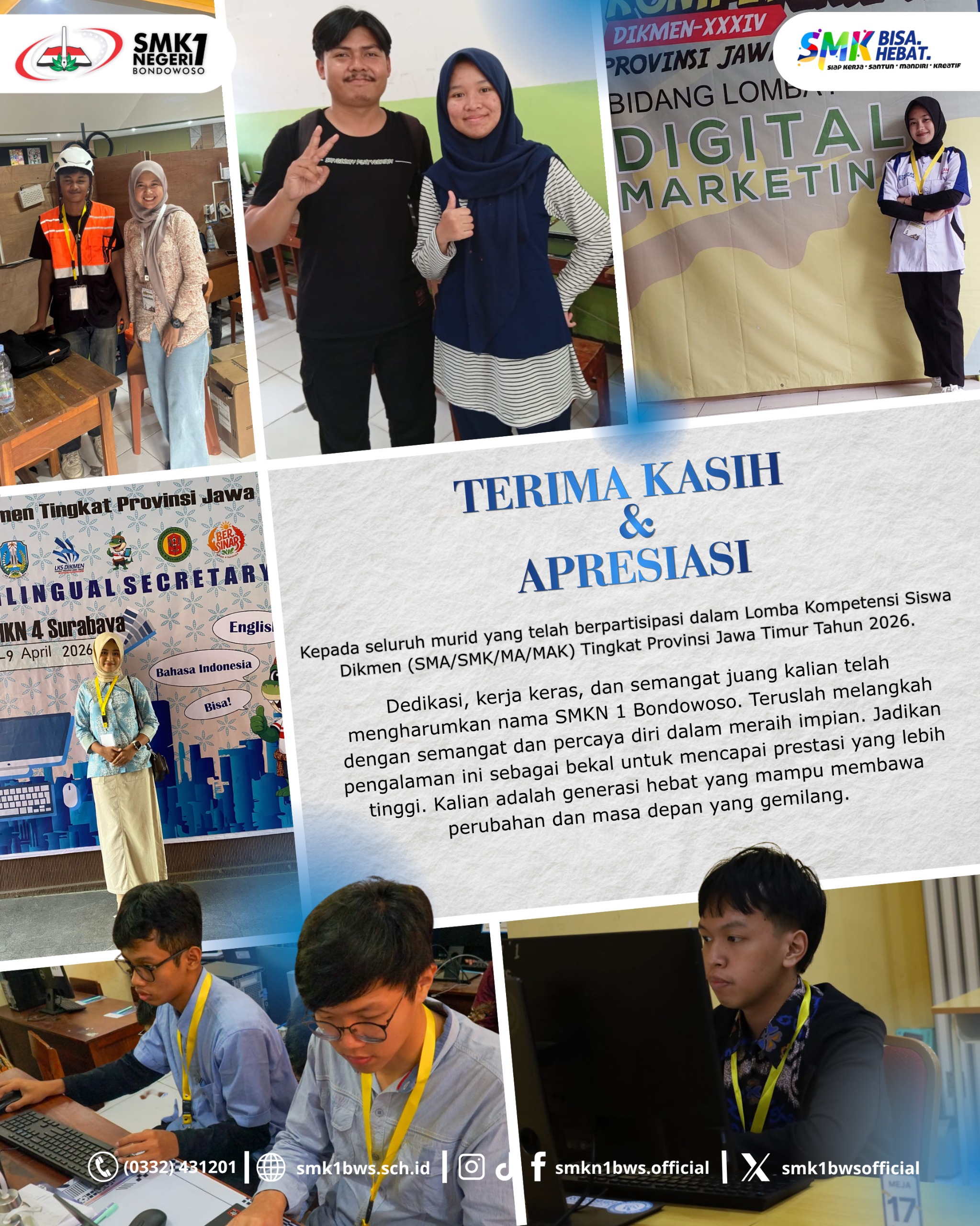 Terima kasih & Apresiasi telah berpartisipasi dalam Lomba Kompetensi Siswa Dikmen (SMA/SMK/MA/MAK) Tingkat Provinsi Jawa Timur Tahun 2026.